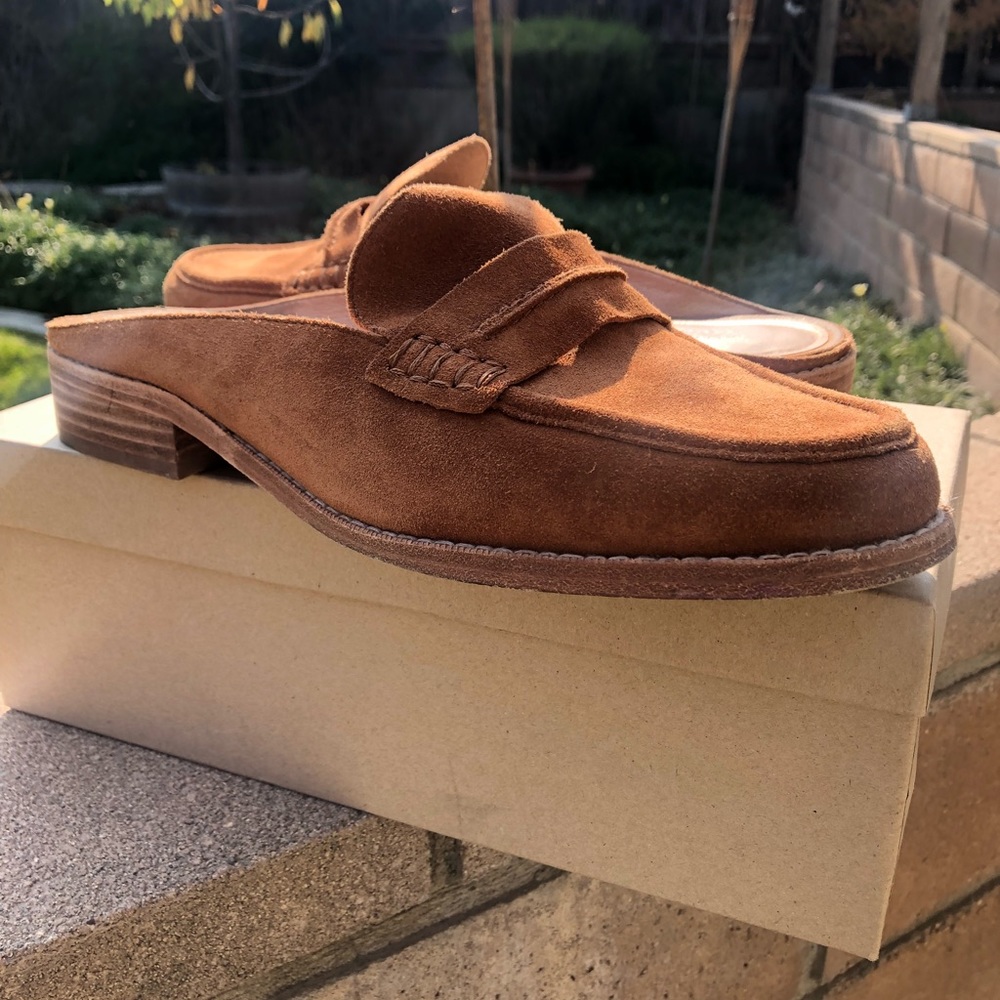 Suede Loafer Mule in Bison
